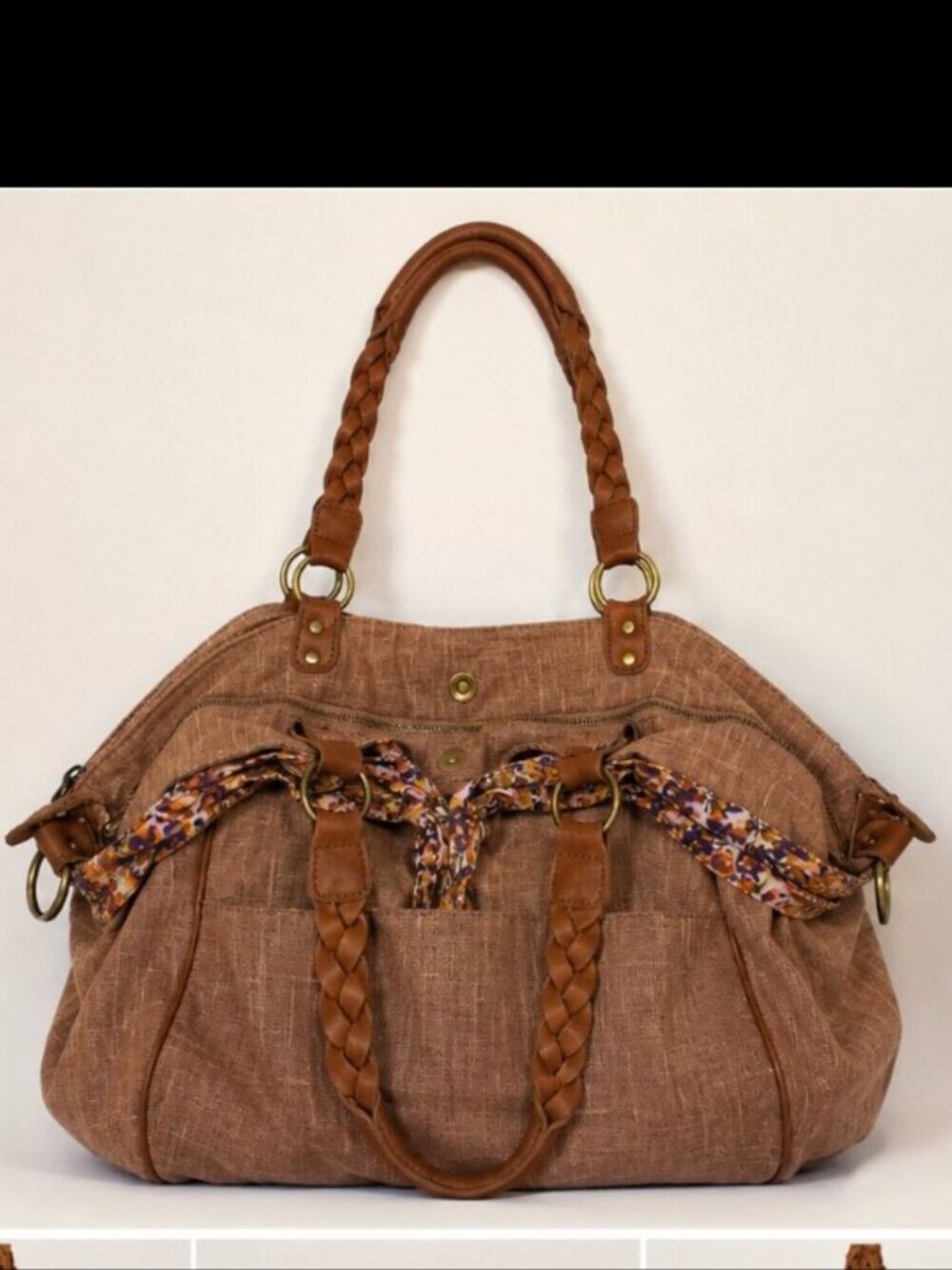 Anthropologie Deux Lux Boho Tote Weekender Travel Bag Floral Lined Large